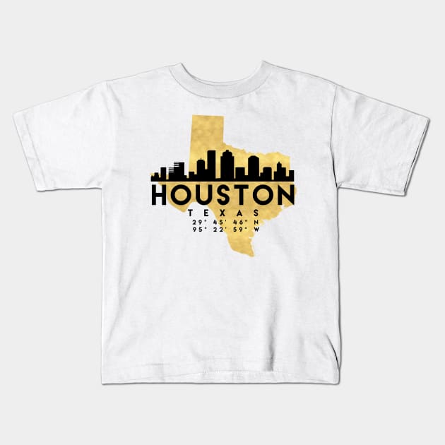 Houston Texas Skyline Map Art Kids T-Shirt by deificusArt